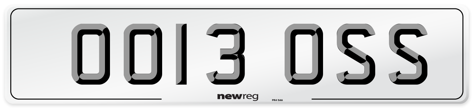OO13 OSS Number Plate from New Reg